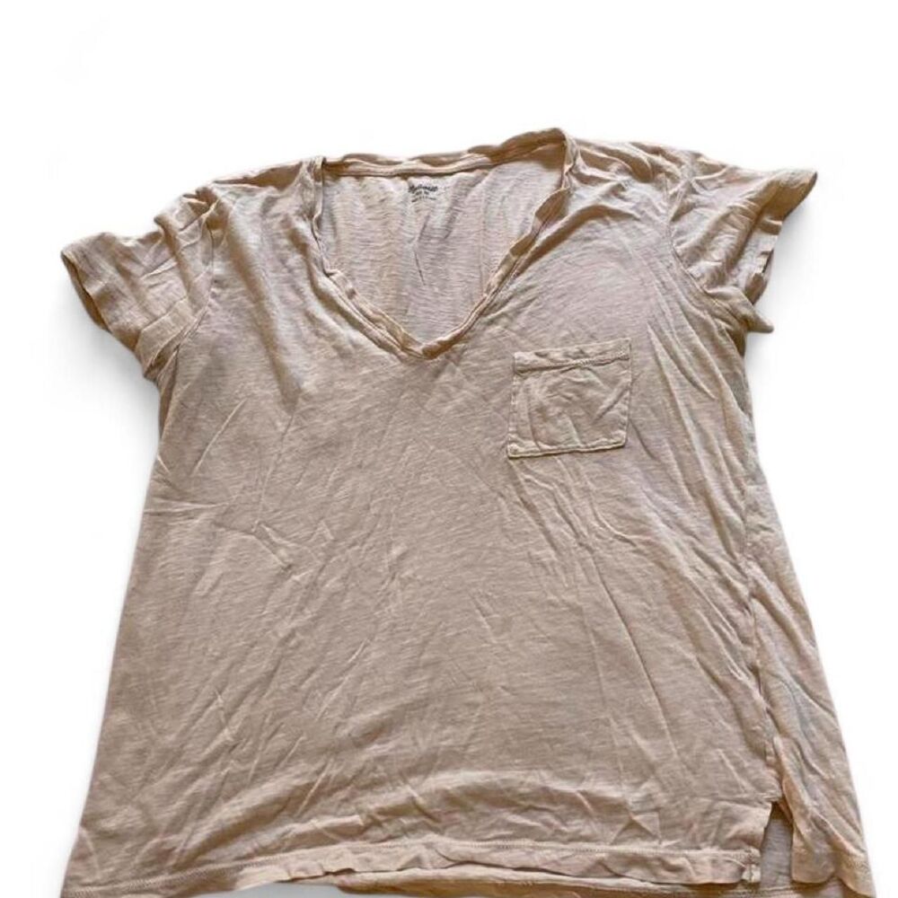 Madewell Women's Cream and White T-shirt